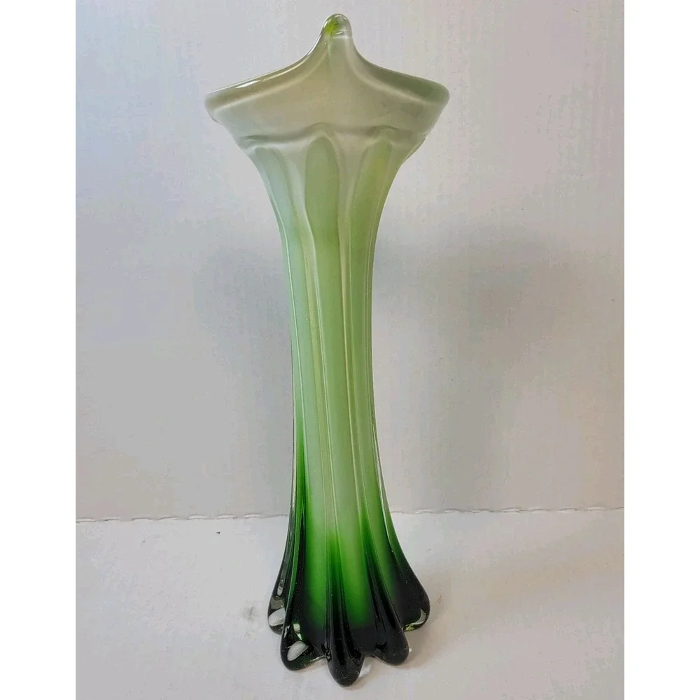 Vintage Pier 1 Jack-in-the-Pulpit Calla Lily Vase Hand Blown Art Glass MCM